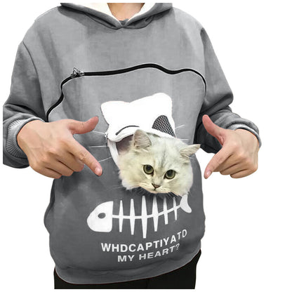 Cozy hoodie with integrated carrier bag for your pet