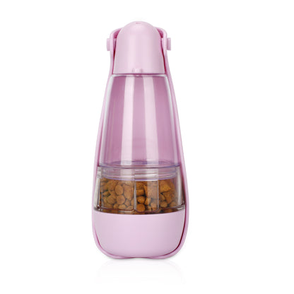 Portable Pet Water Bottle with Food Container – 2-in-1 Drinking Bottle for Dogs &amp; Cats on the Go