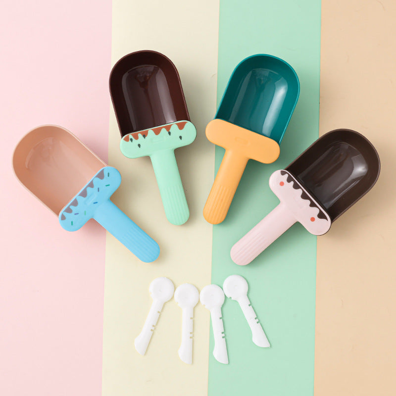 Cuchara medidora 2 en 1 con clip para bolsa: práctico accesorio de alimentación para perros y gatos.