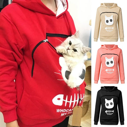 Cozy hoodie with integrated carrier bag for your pet