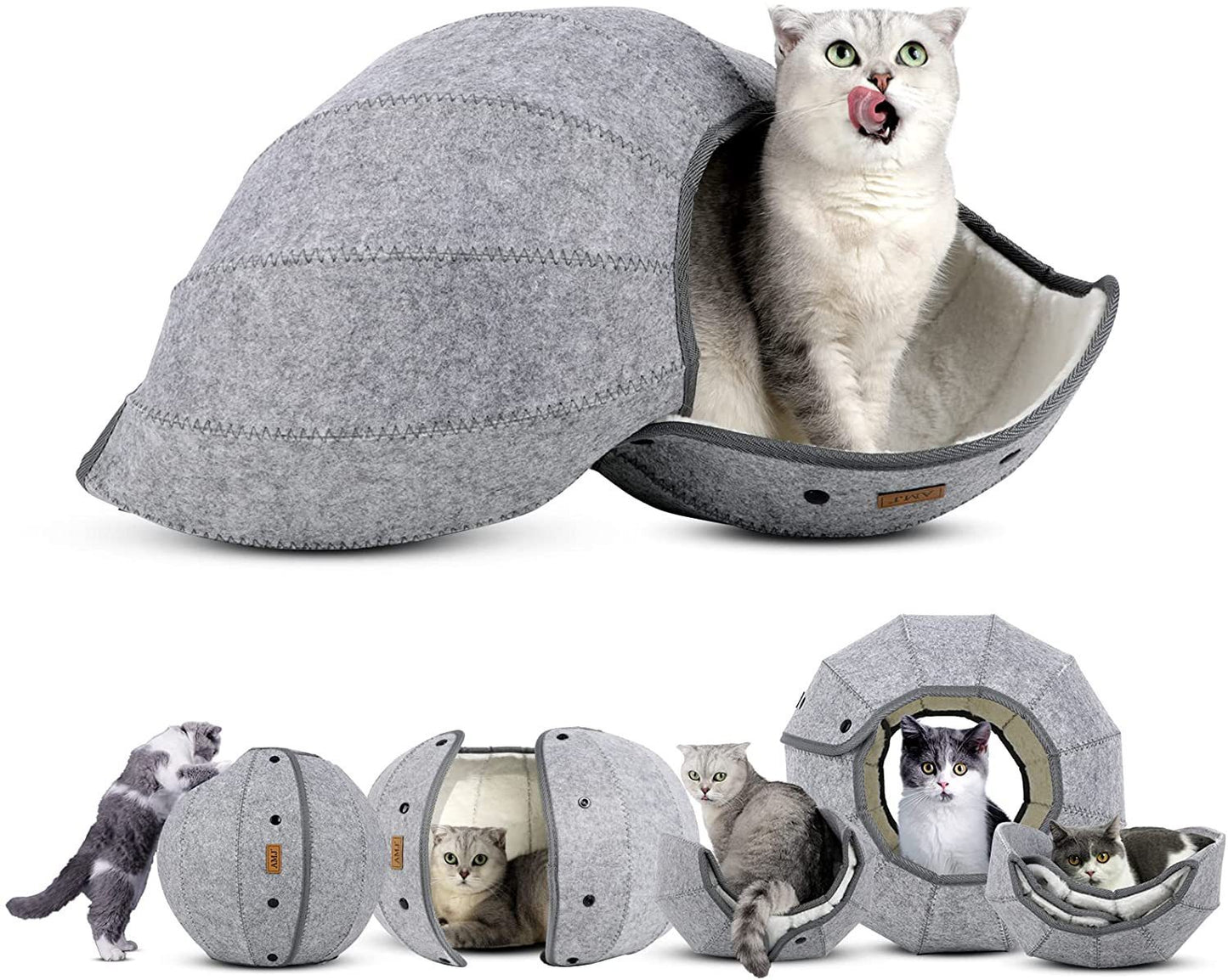 Túnel plegable con cueva para gatos: juguete y cama multifuncional