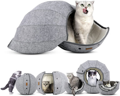 Túnel plegable con cueva para gatos: juguete y cama multifuncional