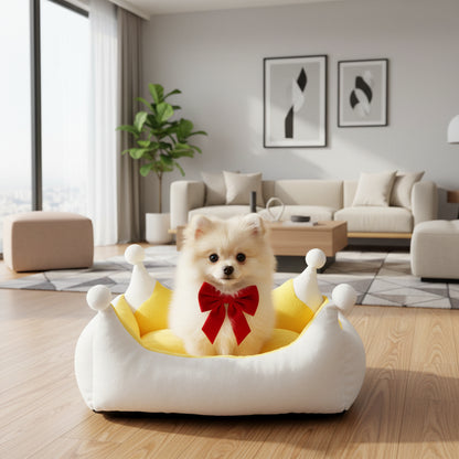 Haustierbett mit Krone - Luxuriöses Sofa-Bett für Hunde & Katzen