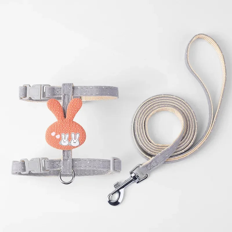 Adjustable cat harness with leash – cartoon design for kittens &amp; puppies