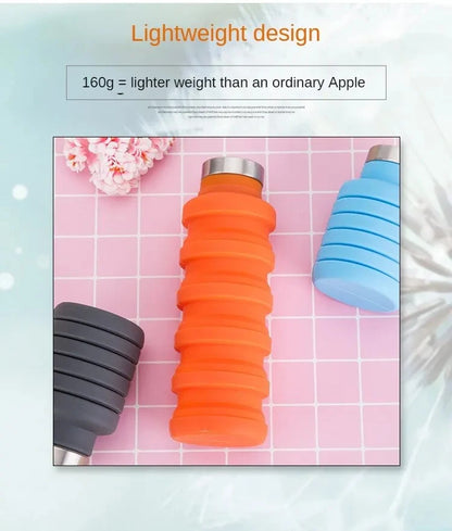 Foldable silicone water bottle - BPA-free &amp; portable for outdoor activities &amp; hiking