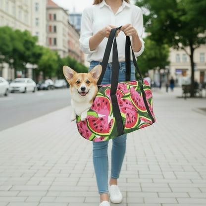 Portable Pet Sling Bag für Kleine Hunde & Katzen – Atmungsaktive Schultertasche mit Watermelon-Design
