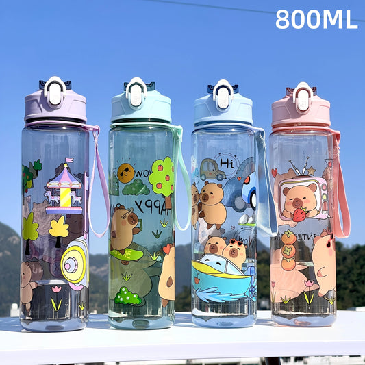 Kids' 800ml Water Bottle with Straw – Leakproof &amp; BPA-free | Cartoon Design