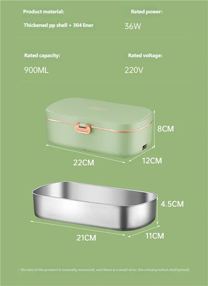 Electric stainless steel lunchbox - insulated food container for office &amp; on the go