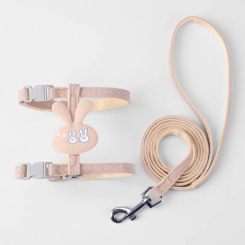 Adjustable cat harness with leash – cartoon design for kittens &amp; puppies