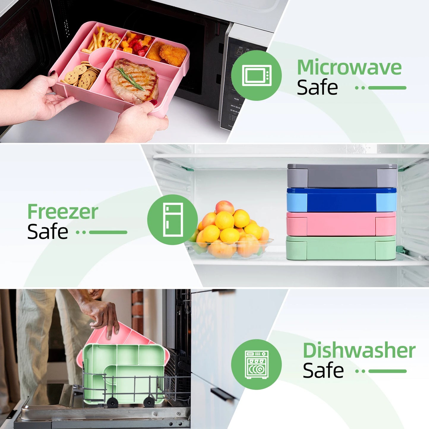 Fiambrera Bento de 1330 ml - A prueba de fugas con compartimentos para la oficina y la escuela