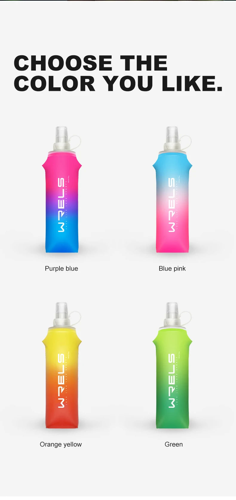 Botella plegable deportiva de TPU de 250 ml/500 ml - Ultraligera para correr, maratones y actividades al aire libre - 8 colores