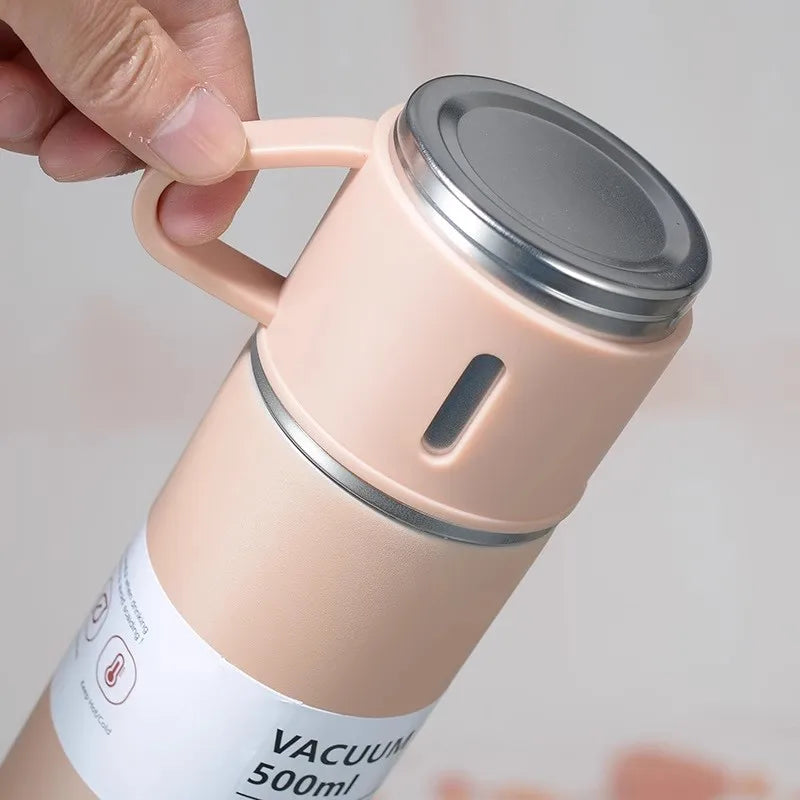 Termo de acero inoxidable de 500 ml con aislamiento al vacío para café y té.