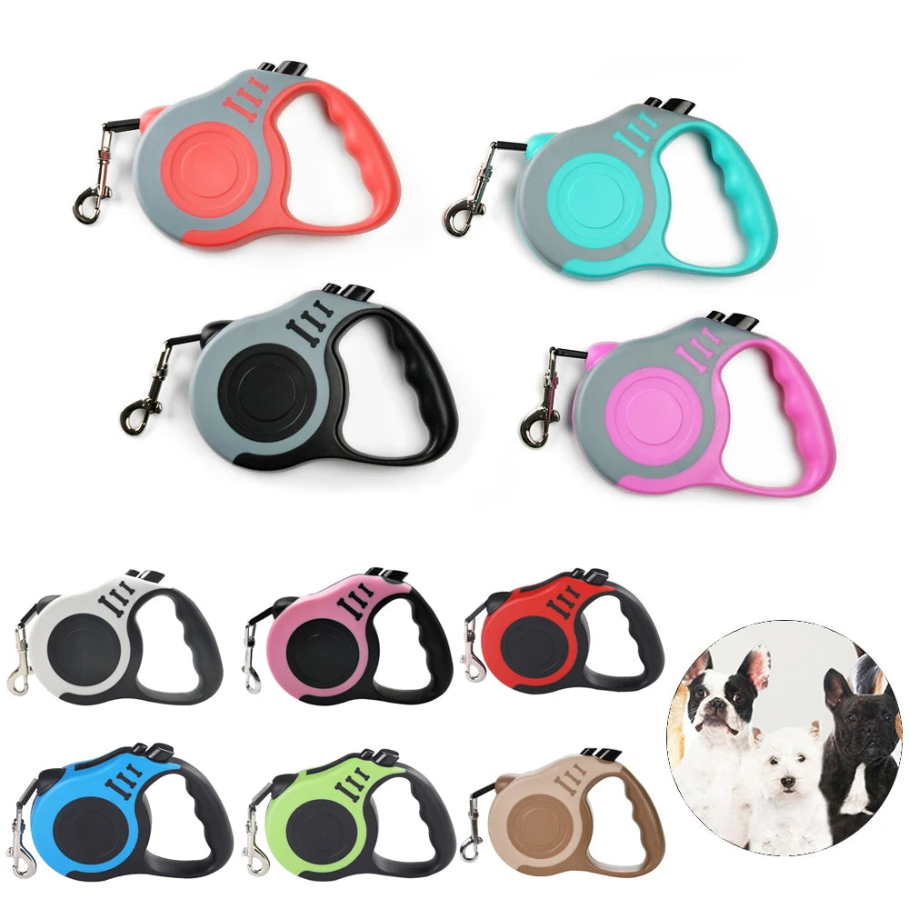 Retractable Nylon Dog Leash 3m/5m – Strong, Tangle-Free Lead for Small, Medium & Large Dogs