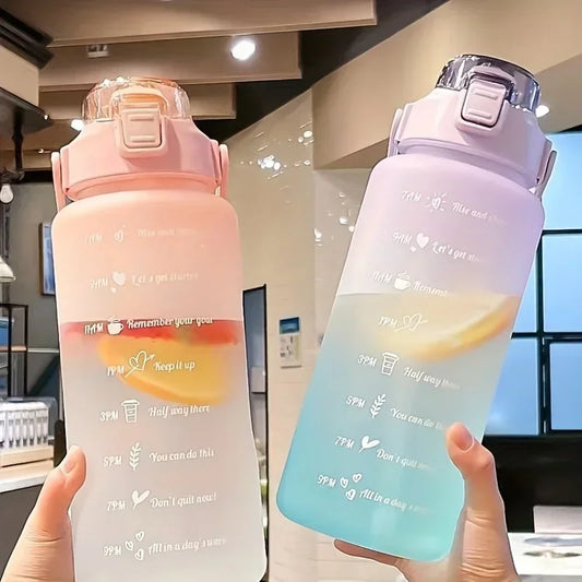 2L sports water bottle with time markings – XXL water bottle for fitness &amp; outdoor activities