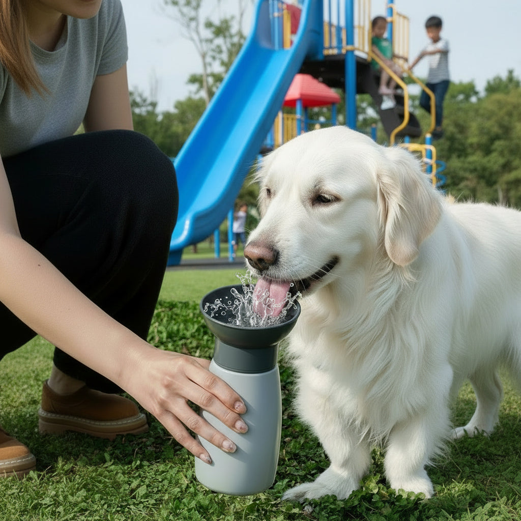 Botella de agua portátil para perros de 600 ml: bebedero de viaje para perros y gatos