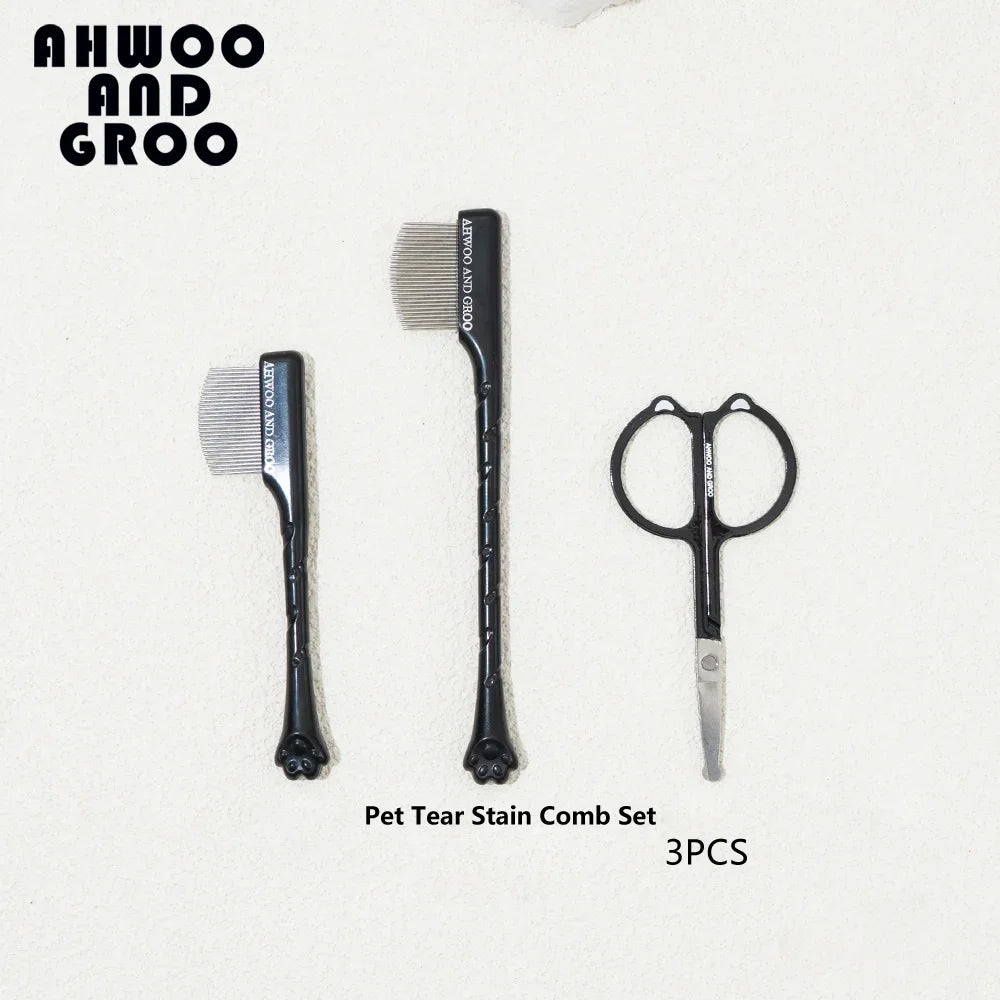 Haustier-Pflegeset 4-teilig - Kamm, Zahnbürste, Schere, Nagelknipser für Hunde & Katzen