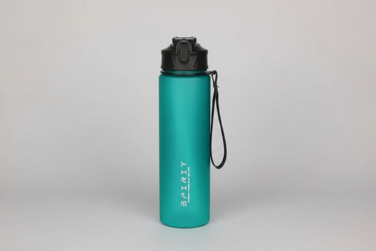 Botella deportiva de 1 l con marcador de tiempo y pajita: motivadora y a prueba de fugas.