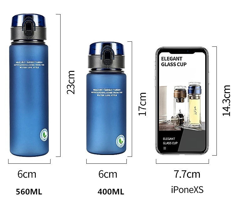 BPA-free sports water bottle 400ml/560ml – Leakproof for hiking, fitness &amp; outdoor activities