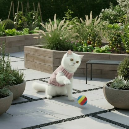 Gestreifte Schutzhose für Katzen und kleine Hunde – Atmungsaktive Baumwolle, komfortabler Sitz, ideal nach OP oder Sterilisation