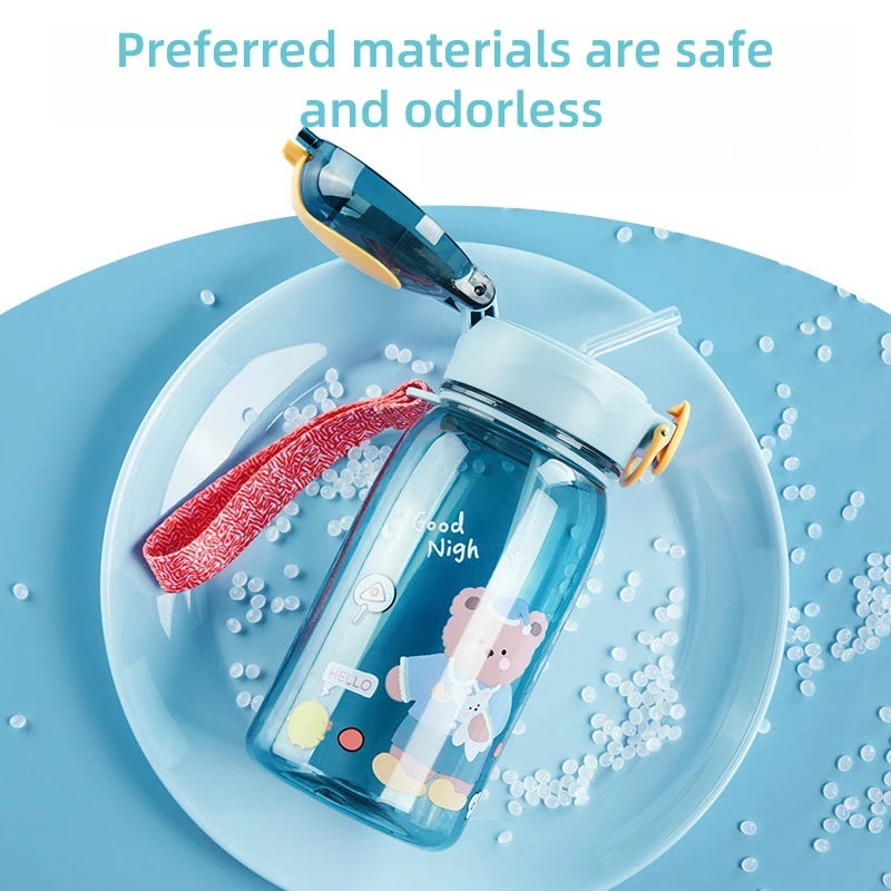 Kinder Trinkflasche 400ml mit Strohhalm - Auslaufsicher & BPA-frei