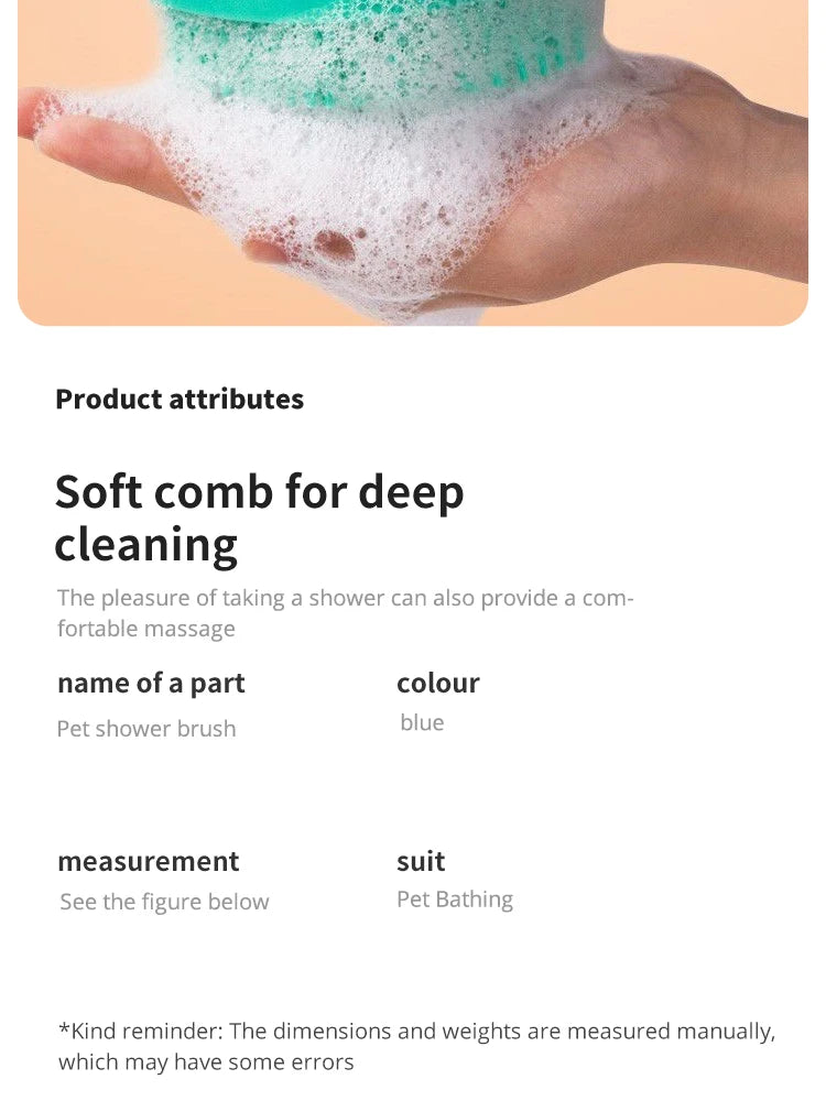 Cepillo de baño de silicona para mascotas: cepillo de masaje suave para perros y gatos con dispensador de champú.