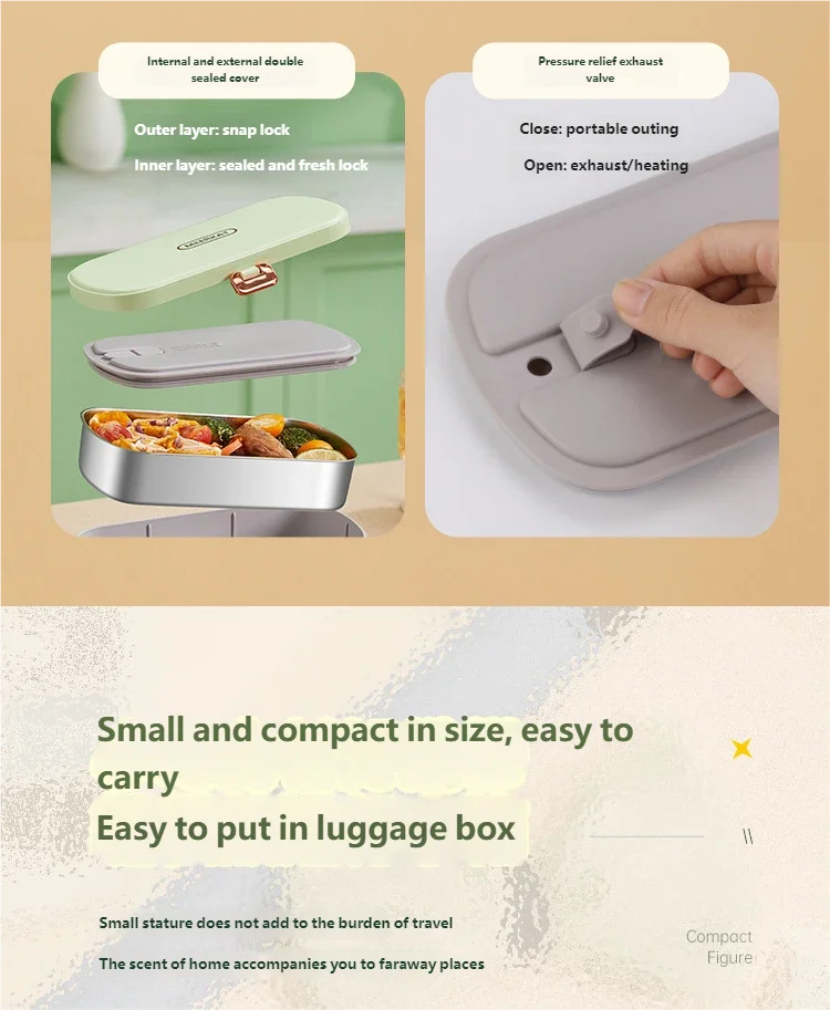 Electric stainless steel lunchbox - insulated food container for office &amp; on the go