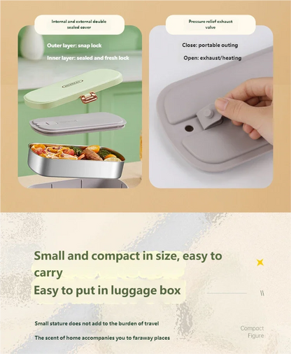 Electric stainless steel lunchbox - insulated food container for office &amp; on the go