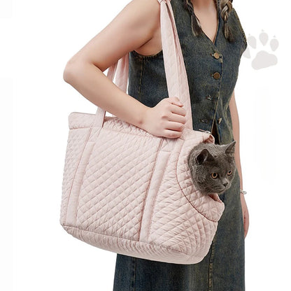 Pet Handbag for Cats - Quilted Shoulder Bag for Autumn &amp; Winter