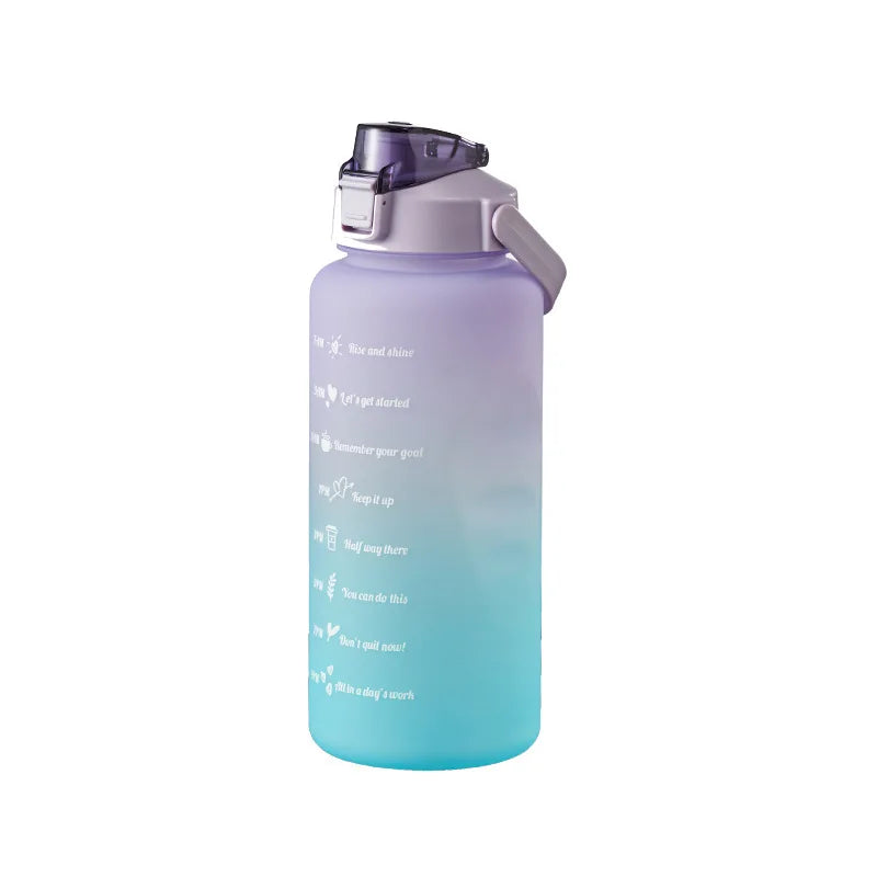 Botella deportiva de 2 l con cronómetro: tamaño XXL para fitness y actividades al aire libre.