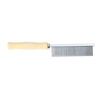Wooden handle dog &amp; cat comb – stainless steel teeth, 40 teeth – removes loose hair &amp; undercoat
