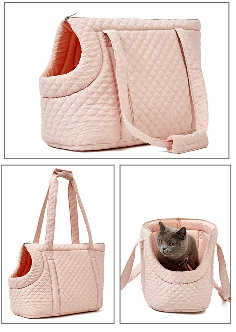 Pet Handbag for Cats - Quilted Shoulder Bag for Autumn &amp; Winter