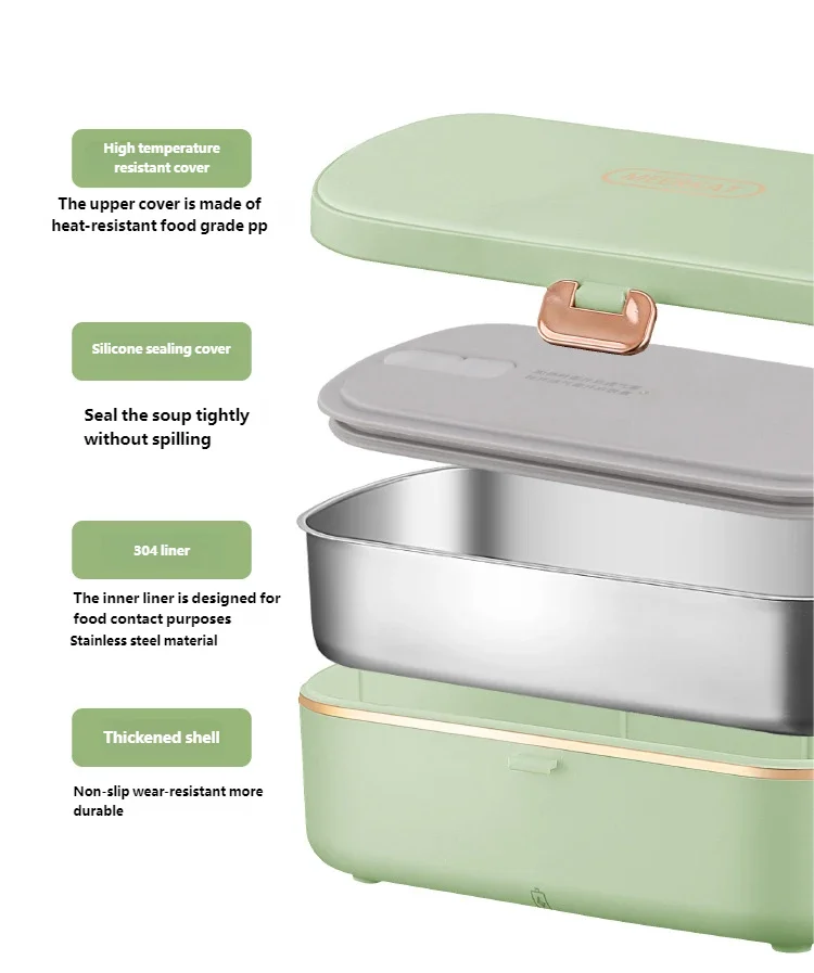 Electric stainless steel lunchbox - insulated food container for office &amp; on the go