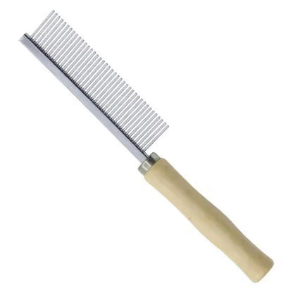 Wooden handle dog &amp; cat comb – stainless steel teeth, 40 teeth – removes loose hair &amp; undercoat