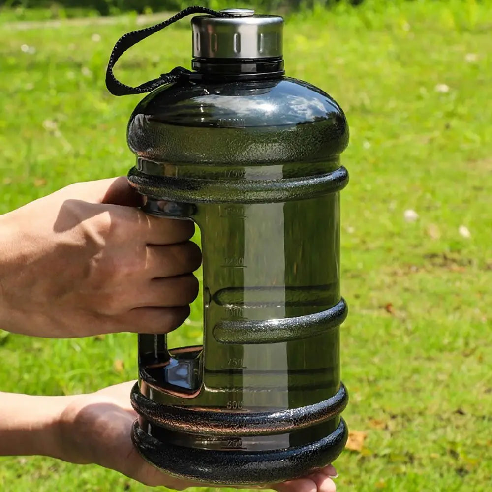 2L Sports Water Bottle - Large Drinking Bottle with Handle for Gym &amp; Training
