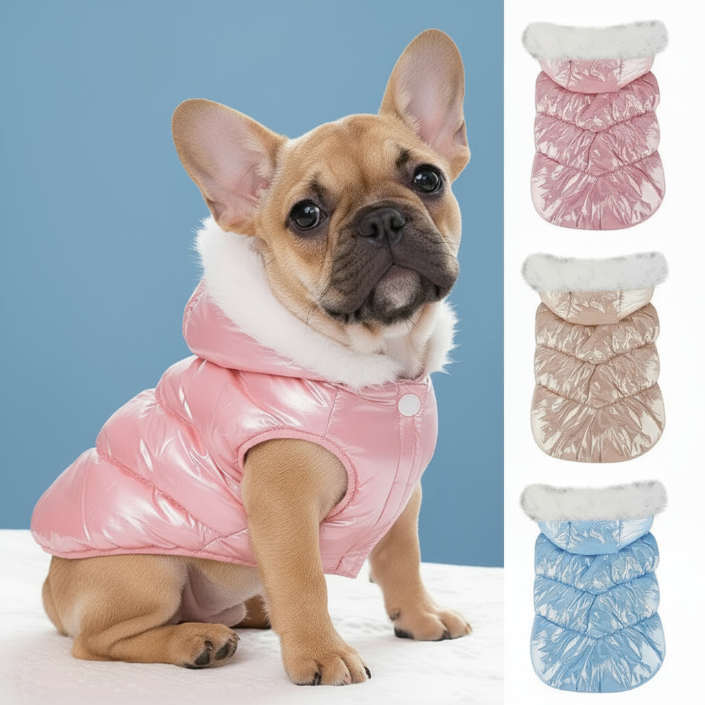 Warmer Wintermantel für kleine Hunde – winddicht, weich & mit Fellkragen