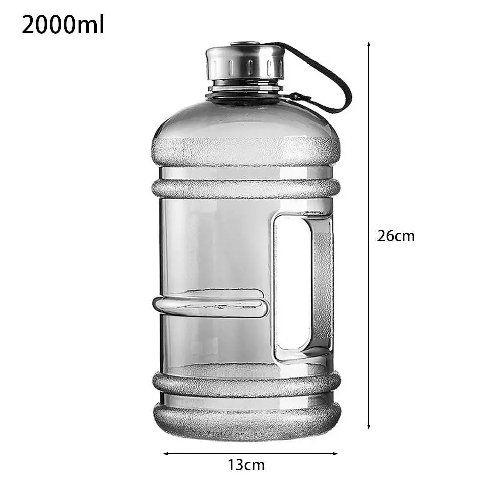2L Sports Water Bottle - Large Drinking Bottle with Handle for Gym &amp; Training