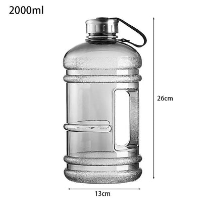 2L Sports Water Bottle - Large Drinking Bottle with Handle for Gym &amp; Training