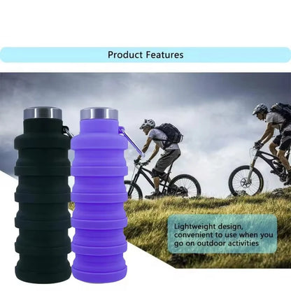 Foldable silicone water bottle - BPA-free &amp; portable for outdoor activities &amp; hiking