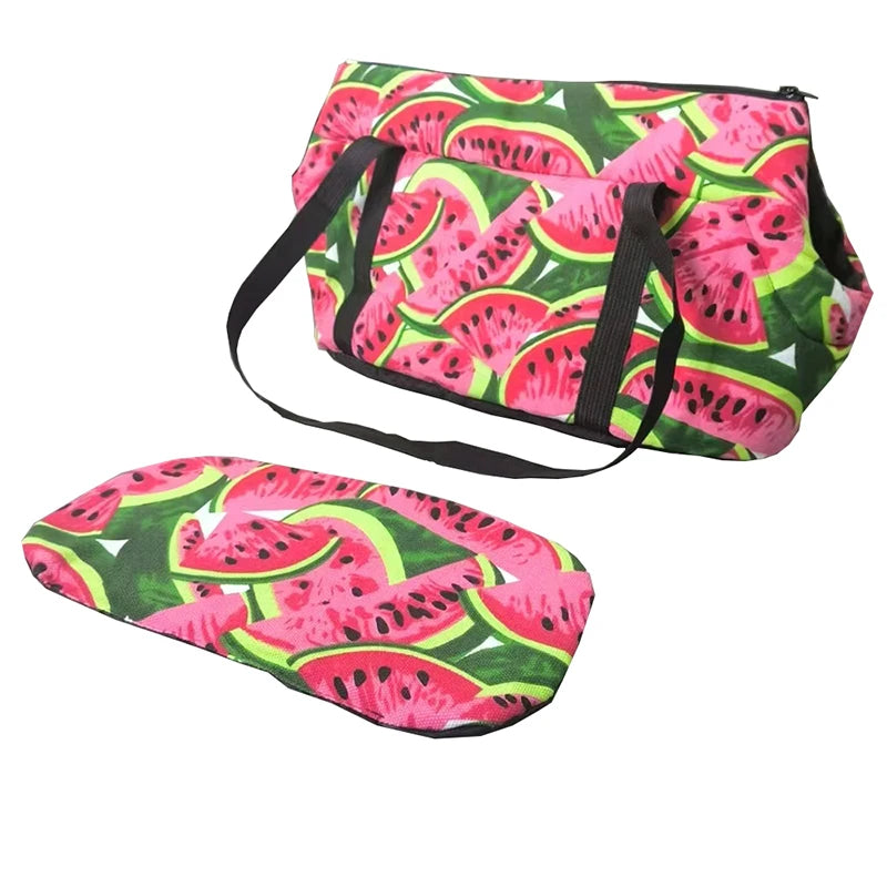 Portable Pet Sling Bag für Kleine Hunde & Katzen – Atmungsaktive Schultertasche mit Watermelon-Design