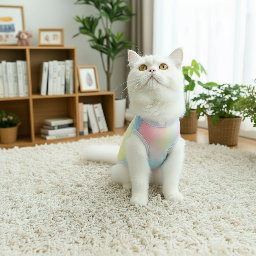 Gestreifte Schutzhose für Katzen und kleine Hunde – Atmungsaktive Baumwolle, komfortabler Sitz, ideal nach OP oder Sterilisation