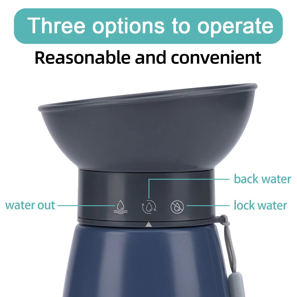 Botella de agua portátil para perros de 600 ml: bebedero de viaje para perros y gatos