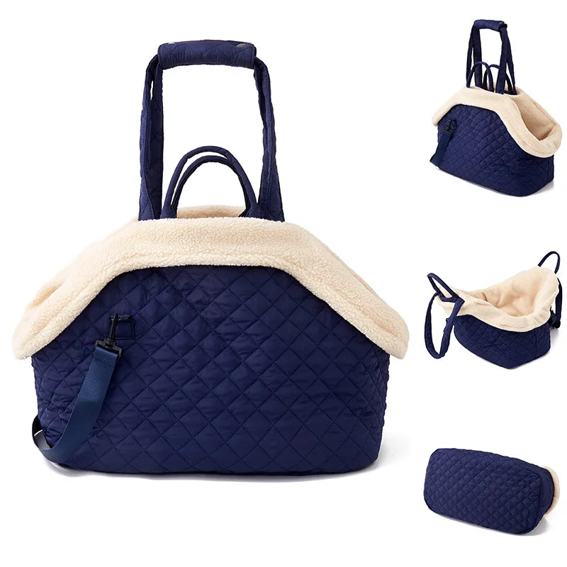 Pet Handbag for Cats - Quilted Shoulder Bag for Autumn &amp; Winter