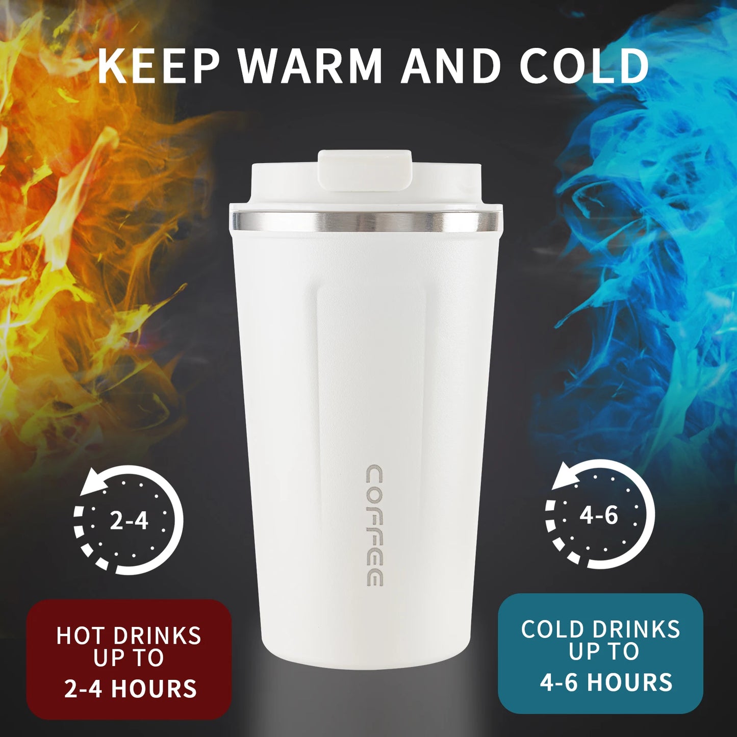 Taza térmica de acero inoxidable de 510 ml con pantalla LED de temperatura: a prueba de fugas para llevar.