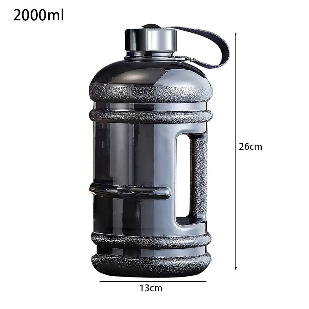 2L Sports Water Bottle - Large Drinking Bottle with Handle for Gym &amp; Training