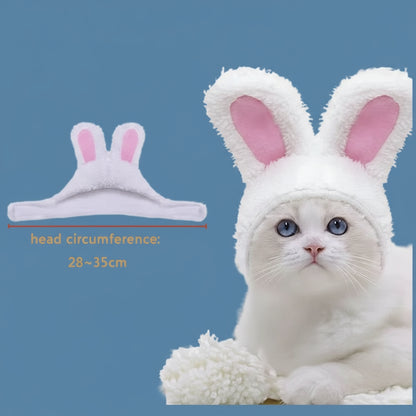 Katzen & kleine Hunde – Plüsch-Hasenohren Mütze, verstellbar