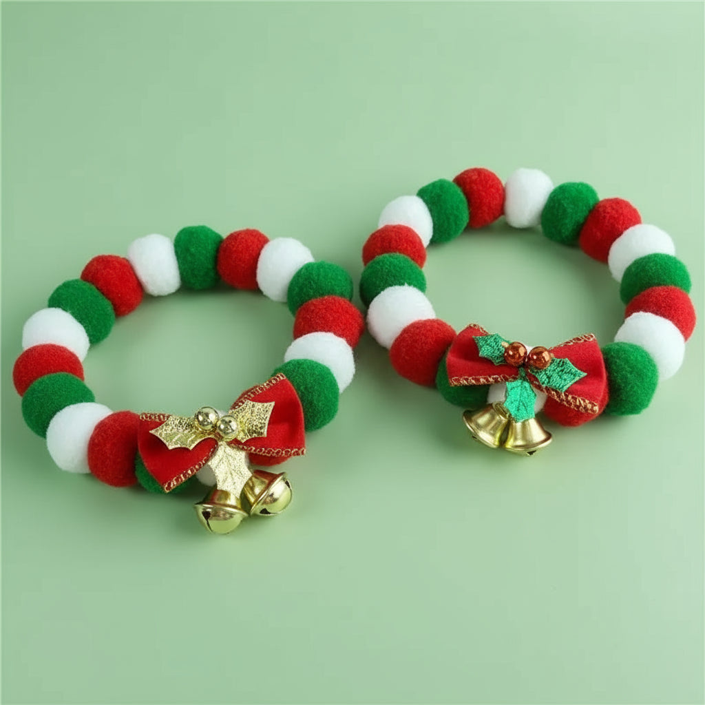 Weihnachtliches Haustier-Halsband mit Glöckchen – Verstellbarer Weihnachtskragen für Hunde & Katzen