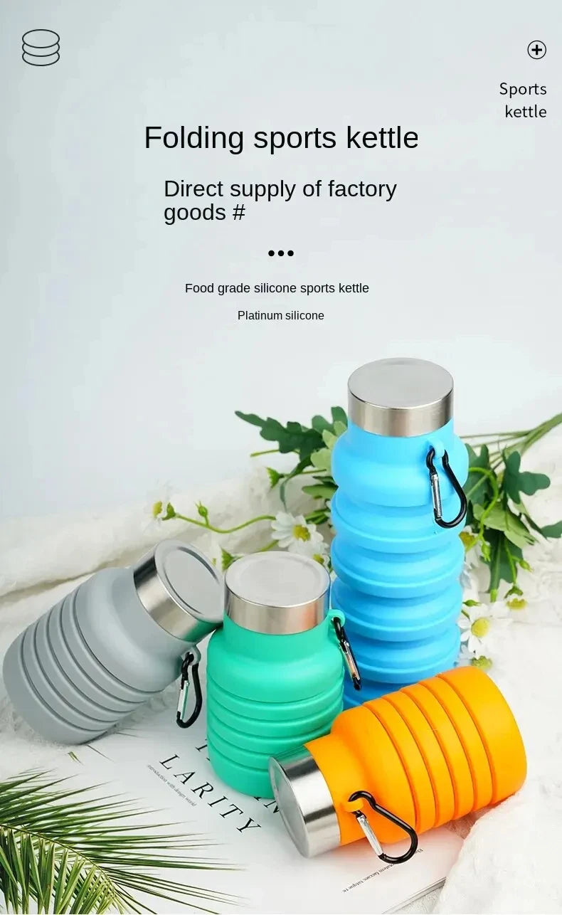 Foldable silicone water bottle - BPA-free &amp; portable for outdoor activities &amp; hiking