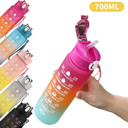 Botella deportiva de 1 l con degradado, pajita y marcador de tiempo – Diseño con degradado de color