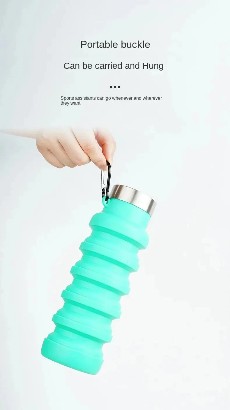 Foldable silicone water bottle - BPA-free &amp; portable for outdoor activities &amp; hiking