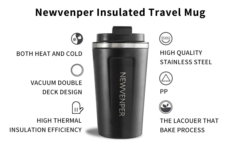 Taza térmica de acero inoxidable de 510 ml con pantalla LED de temperatura: a prueba de fugas para llevar.